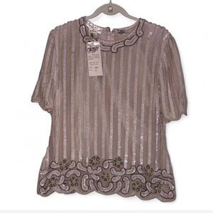 Laurence Kazar Sequin Blouse Size Large